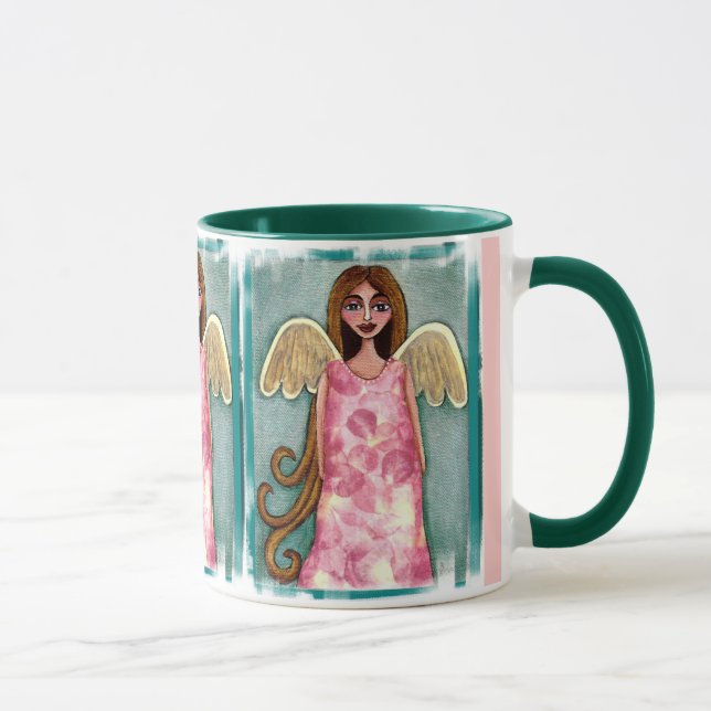 Pink Hydrangea Angel - floral mug of beauty (Right)