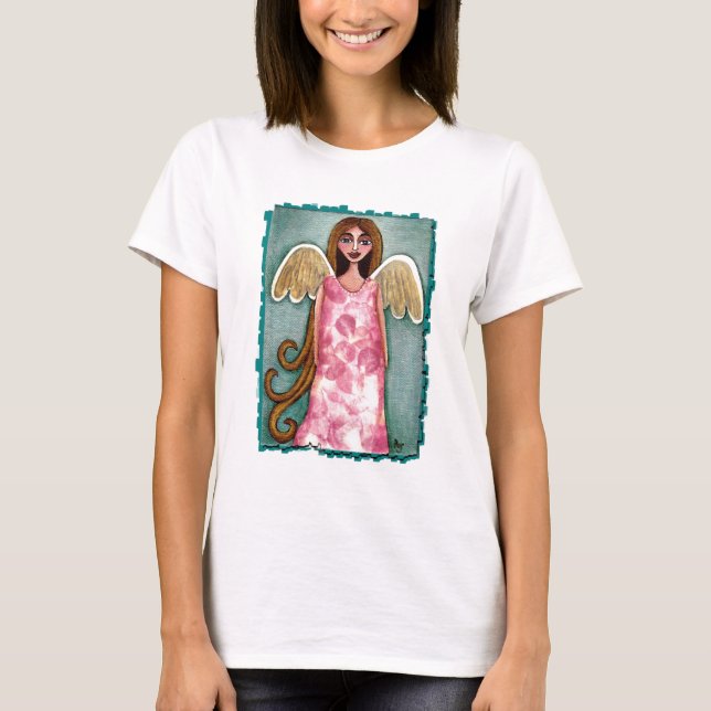 Pink Hydrangea Angel - ladies t-shirt (Front)