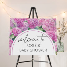 Pink Hydrangea Baby Shower Welcome 