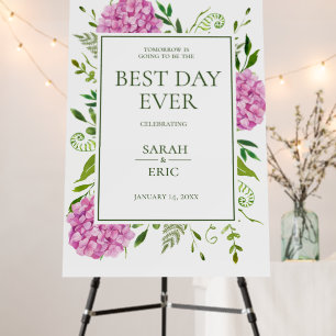 Pink Hydrangea Best Day Ever Rehearsal Dinner Foam Board
