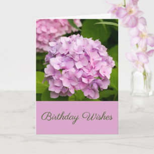 Pink Hydrangea Birthday Wishes Greetings Card