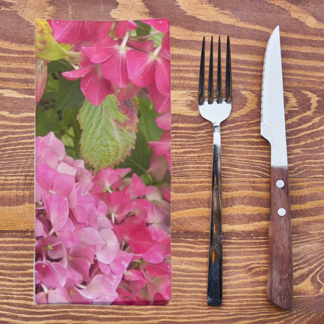 Pink Hydrangea Blooms Floral Cloth Napkin (In Situ Tableware)