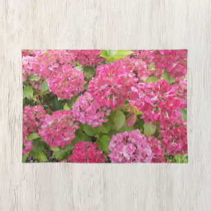 Pink Hydrangea Blooms Floral Cloth Placemat