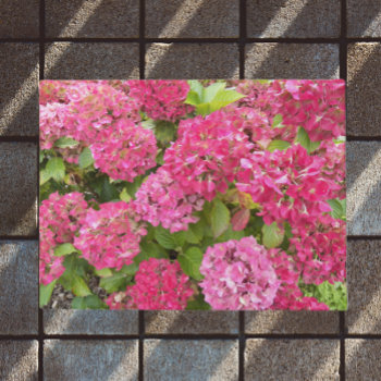 Pink Hydrangea Blooms Floral Doormat by northwestphotos at Zazzle
