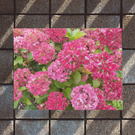 Pink Hydrangea Blooms Floral Doormat