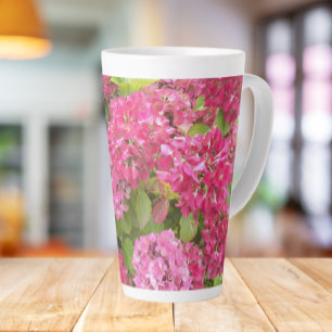 Pink Hydrangea Blooms Floral Latte Mug