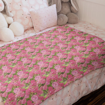 Pink Hydrangea Blooms Floral Pattern Fleece Blanket by northwestphotos at Zazzle