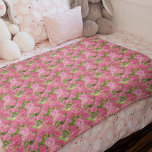 Pink Hydrangea Blooms Floral Pattern Fleece Blanket at Zazzle