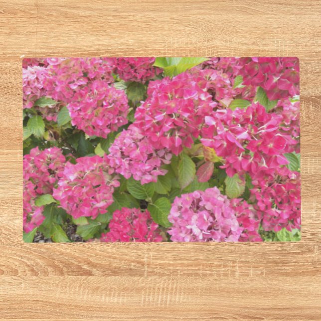 Pink Hydrangea Blooms Floral Placemat (In Situ Table)