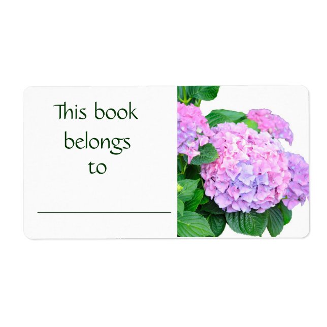 Pink Hydrangea book label (Front)