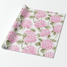 Pink Hydrangea Botanical Gift Wrap