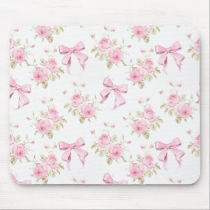 Pink Hydrangea Bow Mouse Pad