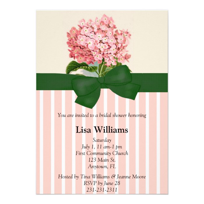 Pink Hydrangea Bridal Shower Invitation