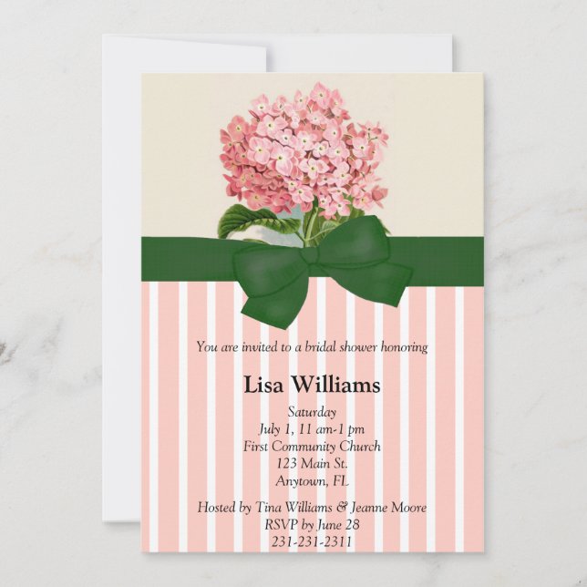 Pink Hydrangea Bridal Shower Invitation (Front)