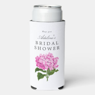 Pink Hydrangea Bridal Shower Party Seltzer Can Cooler