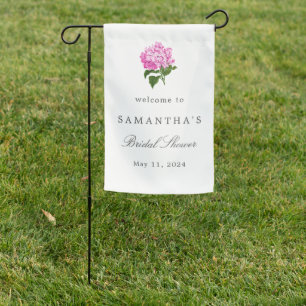 Pink Hydrangea Bridal Shower Welcome Garden Flag