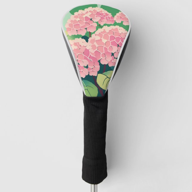 Pink Hydrangea Bush Golf Head Cover (Front)
