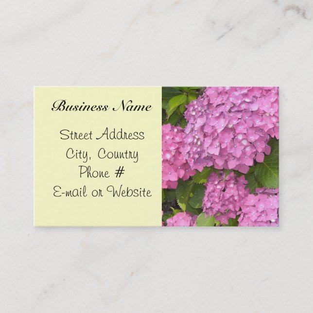 Pink Hydrangea Business Card (Front)