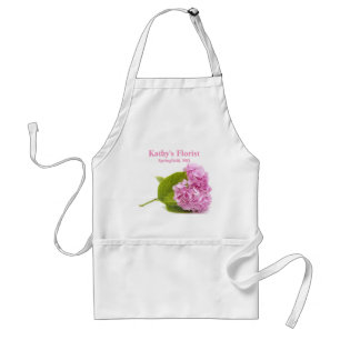Pink Hydrangea Business / Personal Use Flower Adult Apron