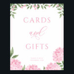 Pink Hydrangea Cards and Gifts Wedding Poster<br><div class="desc">Personalize using the template form.</div>