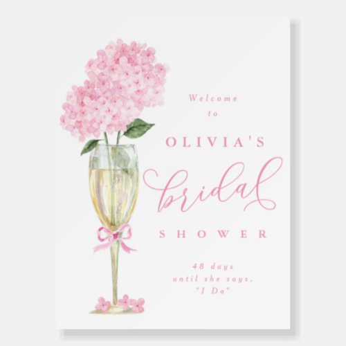 Pink Hydrangea  Champagne Gold Shower Welcome Foam Board