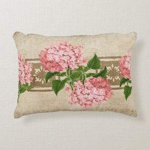Pink Hydrangea Clusters Accent Pillow