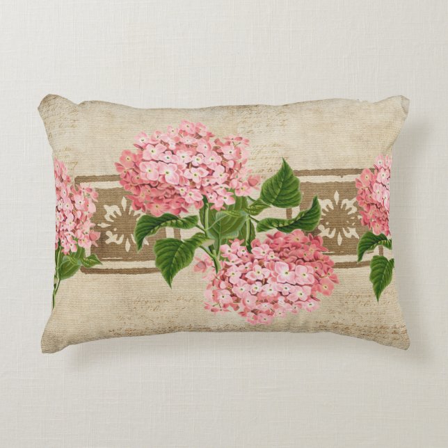 Pink Hydrangea Clusters Accent Pillow (Front)