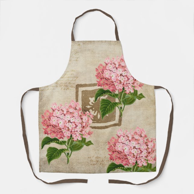 Pink Hydrangea Clusters Apron (Front)