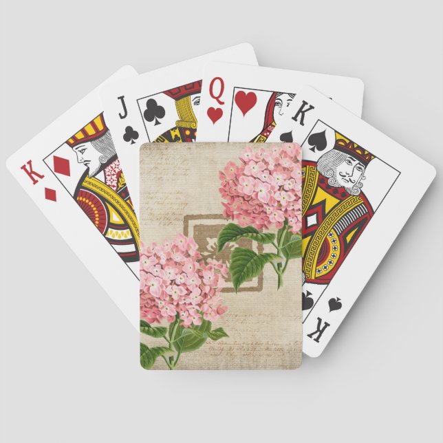 Pink Hydrangea Clusters II Poker Cards (Back)