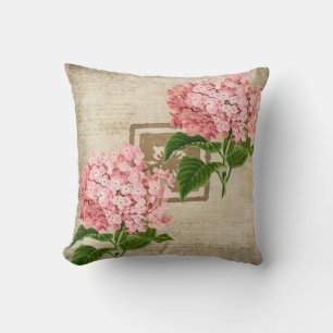 Pink Hydrangea Clusters II Throw Pillow