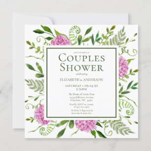 Pink Hydrangea Couples Shower Invitation