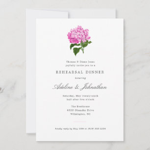 Pink Hydrangea Elegant Rehearsal Dinner Invitation