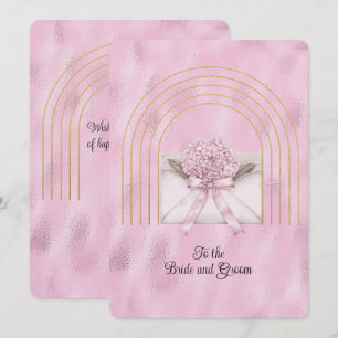 Pink Hydrangea Envelope Gold Arches Note Card