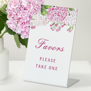 Pink Hydrangea Favors Pedestal Sign