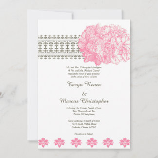 Pink Hydrangea Floral 5x7 Wedding Invitation