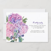 Pink Hydrangea Floral 80th Birthday Invite (Back)