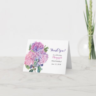 Pink Hydrangea Floral 80th Birthday Thank You