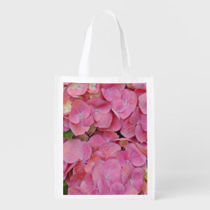 Pink Hydrangea Floral Art Eco Friendly Grocery Bag