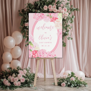 Pink Hydrangea Floral Baby Shower Foam Board