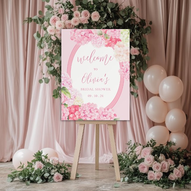 Pink Hydrangea Floral Bridal Shower Foam Board (Creator Uploaded)
