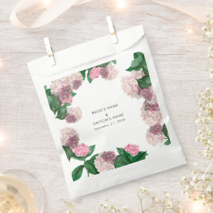 Pink Hydrangea Floral Greenery Modern Wedding Favor Bag
