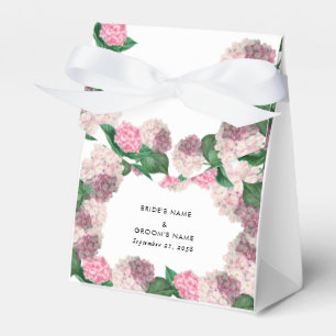 Pink Hydrangea Floral Greenery Modern Wedding Favor Boxes