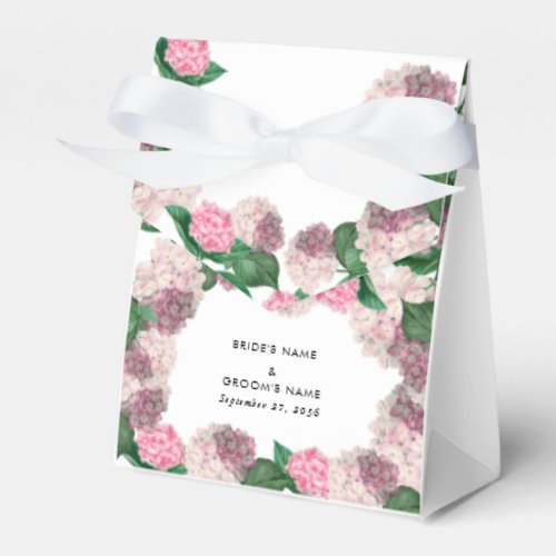 Pink Hydrangea Floral Greenery Modern Wedding Favor Boxes
