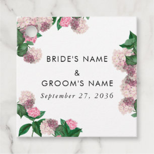 Pink Hydrangea Floral Greenery Modern Wedding Favor Tags