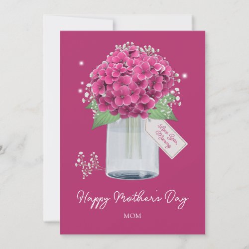 Pink Hydrangea Floral Happy Mothers Day Card