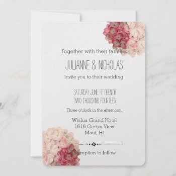 Pink Hydrangea Floral Wedding Invitation by peacefuldreams at Zazzle