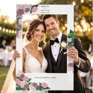 Pink Hydrangea Floral Wedding Photo Prop Selfie Frame