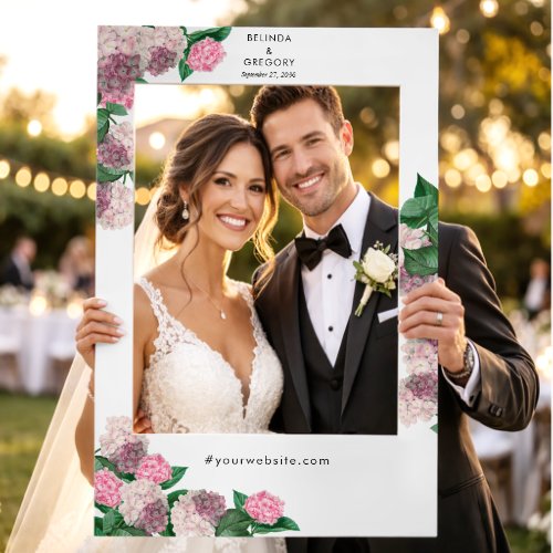 Pink Hydrangea Floral Wedding Photo Prop Selfie Frame