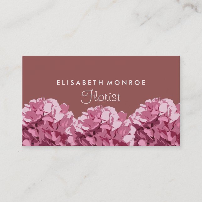Pink Hydrangea, Floristry Business Card (Front)