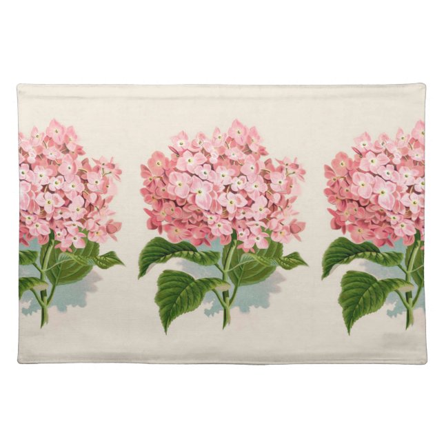 Pink Hydrangea Flower Blooms Placemat (Front)
